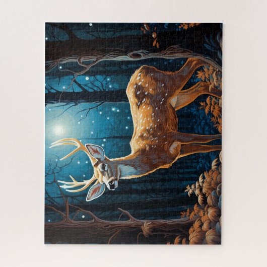 Moonlit Deer Forest Scene | Majestic Wildlife Puzzle (Vertikal)