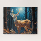 Moonlit Deer Forest Scene | Majestic Wildlife Puzzle (Horizontal)