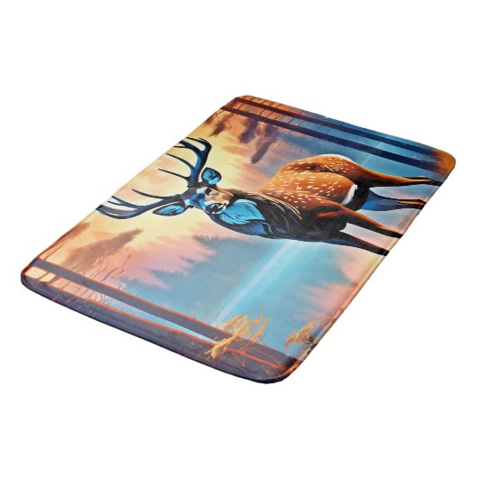 Moonlit Deer Stance Badematte (Schrägansicht)