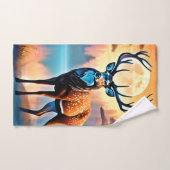 Moonlit Deer Stance Badhandtuch Set (Handtuch)