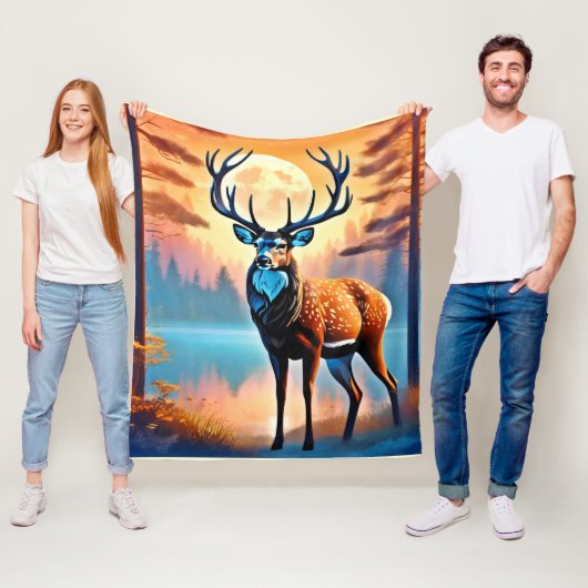 Moonlit Deer Stance Fleecedecke (Beispiel)