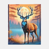Moonlit Deer Stance Fleecedecke (Vorderseite)
