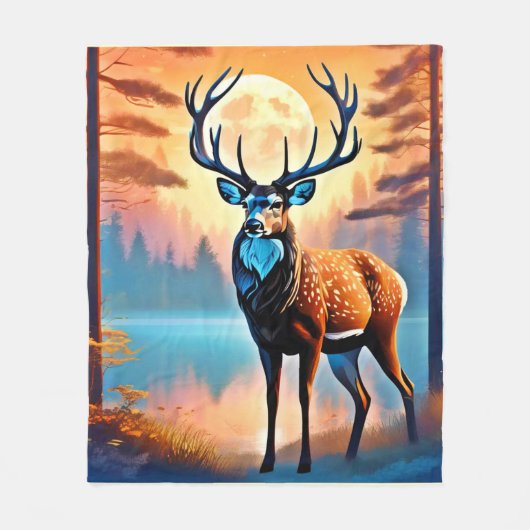 Moonlit Deer Stance Fleecedecke (Vorderseite)
