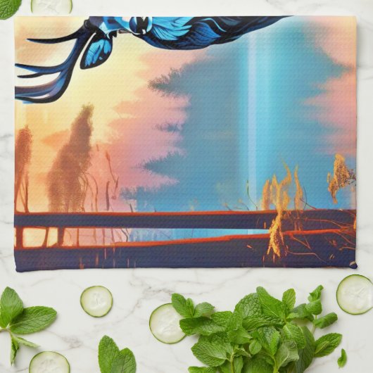 Moonlit Deer Stance Geschirrtuch (Gefaltet)