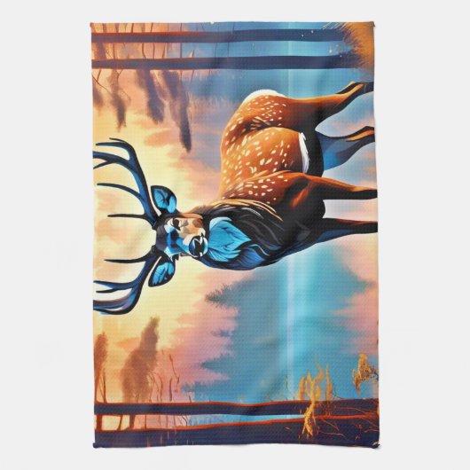 Moonlit Deer Stance Geschirrtuch (Vertikal)