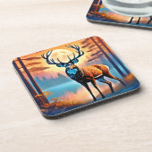 Moonlit Deer Stance Getränkeuntersetzer (Linke Seite)