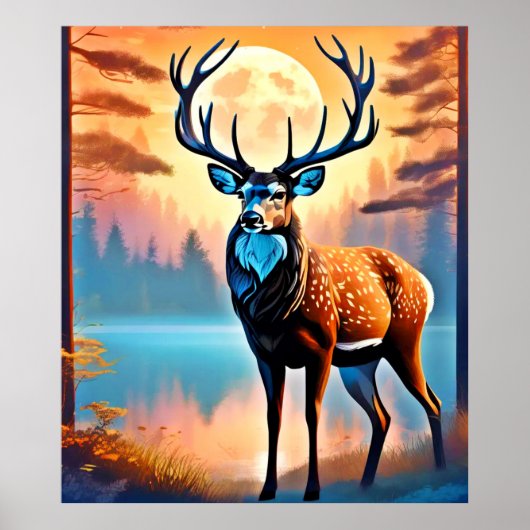 Moonlit Deer Stance Poster (Vorne)