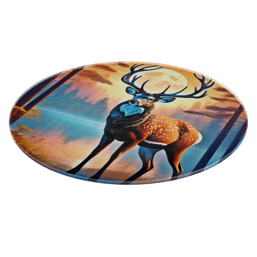 Moonlit Deer Stance Schneidebrett (Ecke)