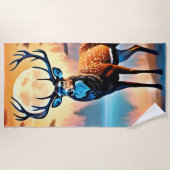 Moonlit Deer Stance Strandtuch (Vorderseite)