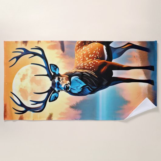 Moonlit Deer Stance Strandtuch (Vorderseite)