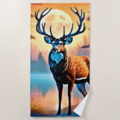 Moonlit Deer Stance Strandtuch (Vorderseite)