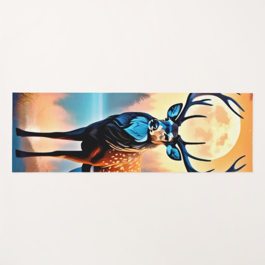 Moonlit Deer Stance Yogamatte (Vorderseite (Horizontal))