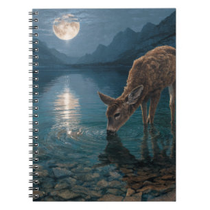 Moonlit Deer Tranquil Lake Notebook Notizblock