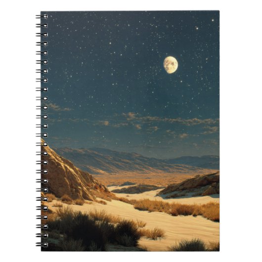 Moonlit Desk Starry Night Notebook Notizblock (Vorderseite)