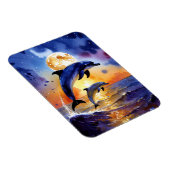 Moonlit Dolphin Dreams Over Sunset Ocean Magnet (Rechte Seite)