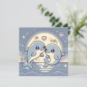 Moonlit Dolphin Liebe Card Feiertagskarte (Stehend Vorderseite)