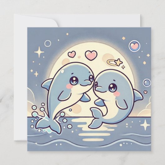 Moonlit Dolphin Liebe Card Feiertagskarte (Vorderseite)