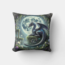 Moonlit Dragon Garden Mystical Decor Kissen