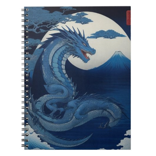 Moonlit Dragon of Fuji Notebook Notizblock (Vorderseite)