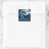 Moonlit Dragon of Fuji Square Sticker (Tasche)