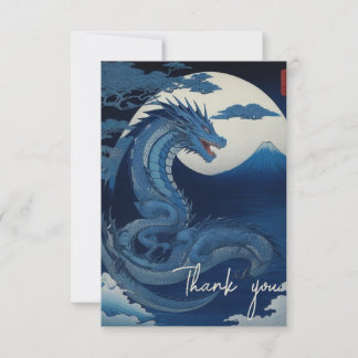 Moonlit Dragon of Fuji Thank You Card Dankeskarte