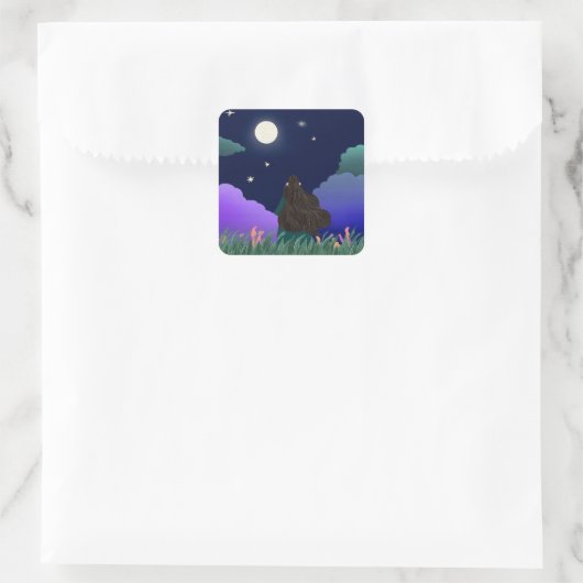 Moonlit Dreamer Girl Square Sticker (Tasche)
