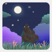 Moonlit Dreamer Girl Square Sticker  (Vorderseite)