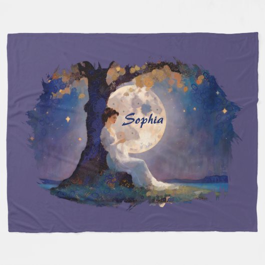 Moonlit Dreamer - Serene Night Sky Fleecedecke (Vorderseite (Horizontal))