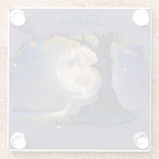 Moonlit Dreamer - Serene Night Sky Glasuntersetzer (Rückseite)