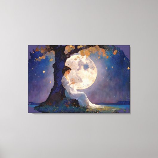 Moonlit Dreamer - Serene Night Sky Leinwanddruck (Vorderseite)