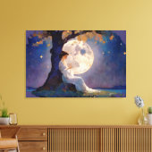 Moonlit Dreamer - Serene Night Sky Leinwanddruck (Insitu (Wohnzimmer))