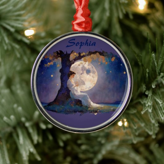 Moonlit Dreamer - Serene Night Sky Ornament Aus Metall (Baum)