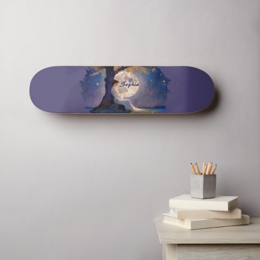 Moonlit Dreamer - Serene Night Sky Skateboard (Wandkunst (Horz))
