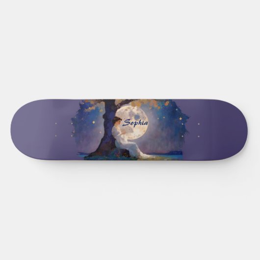 Moonlit Dreamer - Serene Night Sky Skateboard (Horizontal)