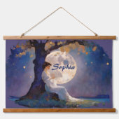 Moonlit Dreamer - Serene Night Sky Wandteppich Mit Holzrahmen (Vorne)