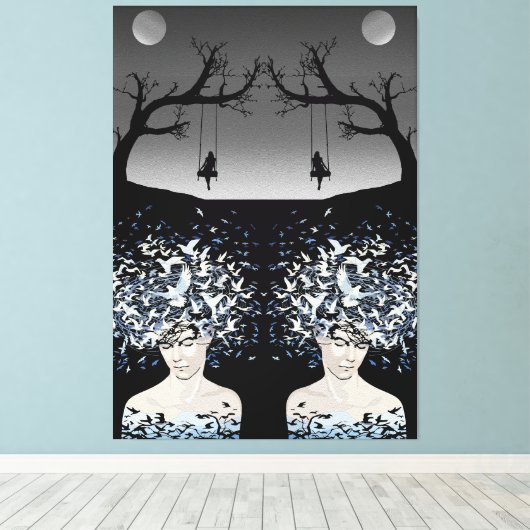 Moonlit Dreams: Freiheit und Einsamkeit Leinwanddruck (Insitu (Holzboden))