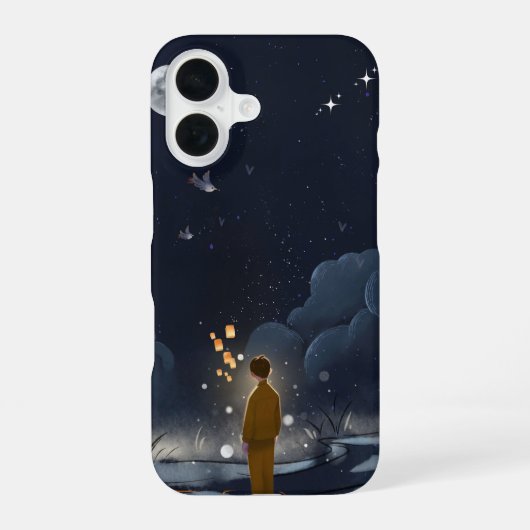 Moonlit Dreams – iPhone 16 Case | Night Sky Illust iPhone 16 Hülle (Rückseite)