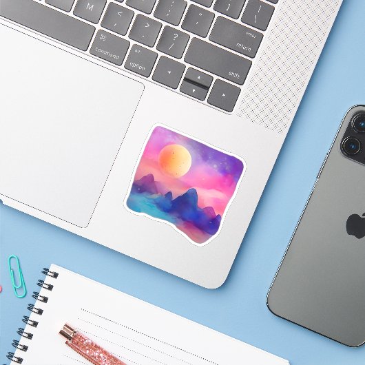 Moonlit Dreamscape Aufkleber (Laptop mit iPhone)