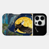 Moonlit Eagle in Willow Tree iPhone Hülle (Rückseite (Horizontal))
