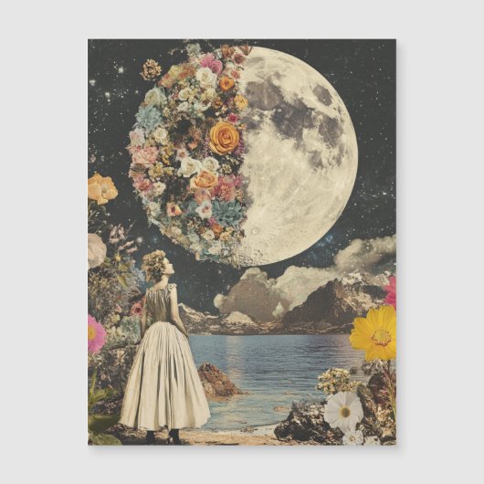 Moonlit Elegance - Frau mit Mond (2) Magnetkarte (Vorderseite)