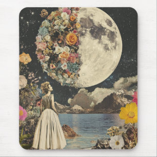 Moonlit Elegance - Frau mit Mond (2) Mousepad