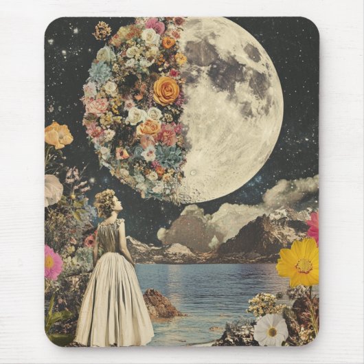 Moonlit Elegance - Frau mit Mond (2) Mousepad (Vorne)