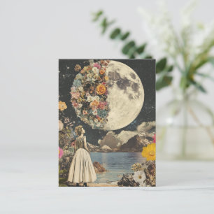 Moonlit Elegance - Frau mit Mond (2) Postkarte