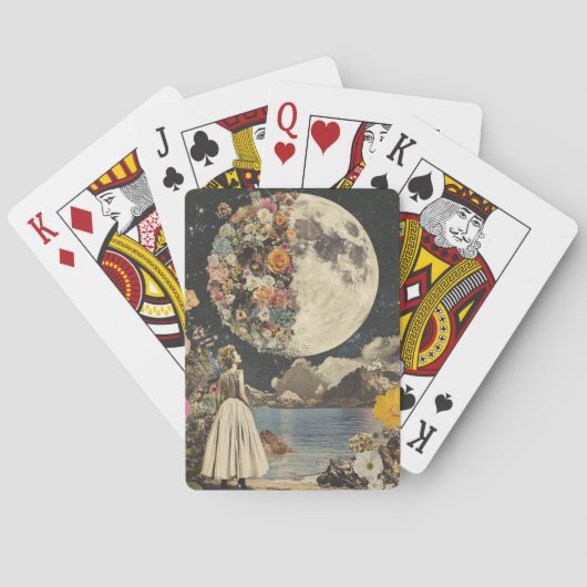 Moonlit Elegance - Frau mit Mond (2) Spielkarten (Rückseite)