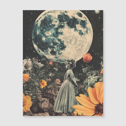 Moonlit Elegance - Frau mit Mond (3) Magnetkarte (Vorderseite)