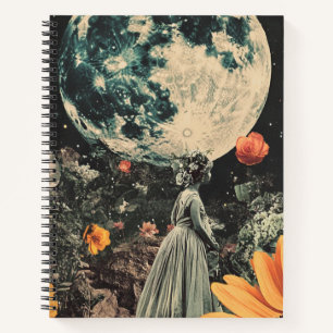Moonlit Elegance - Frau mit Mond (3) Notizblock