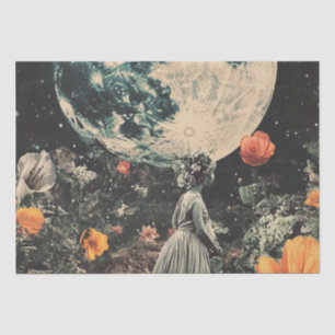 Moonlit Elegance - Frau mit Mond (3) Seidenpapier