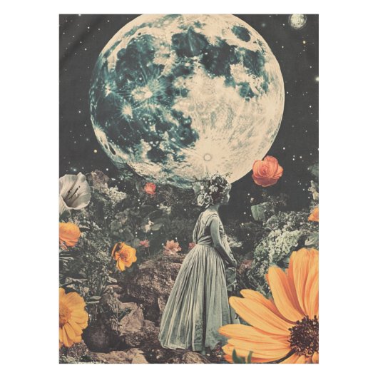 Moonlit Elegance - Frau mit Mond (3) Tischdecke (Vorderseite)