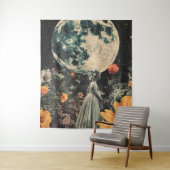 Moonlit Elegance - Frau mit Mond (3) Wandteppich (Beispiel)