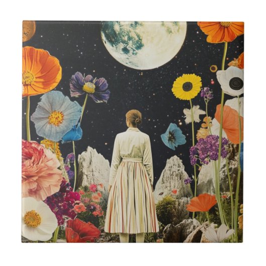 Moonlit Elegance - Zurück auf die Frau mit dem Mon Fliese (Vorderseite)